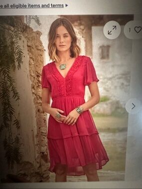 NWT Women’s Sundance Monaco Meetup Tiered Midi Dress, size Large